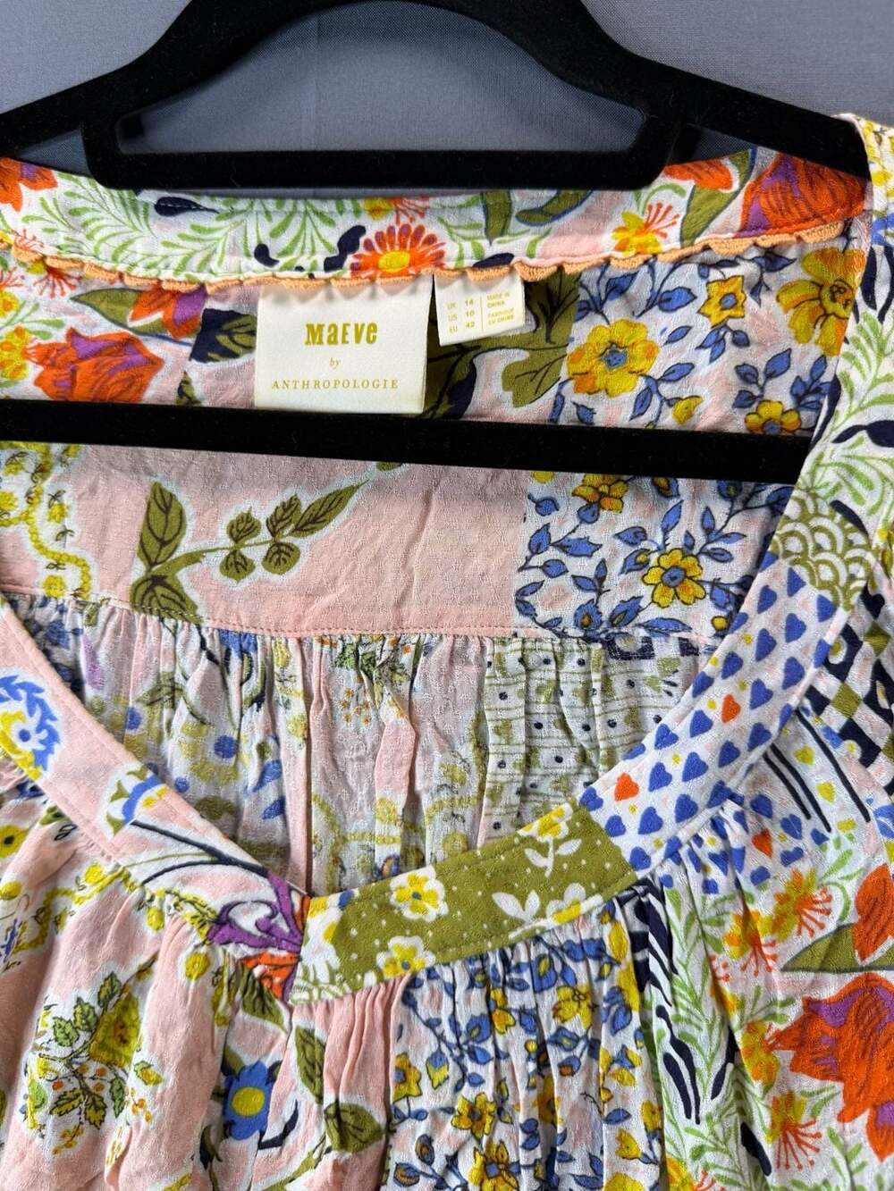 Maeve by Anthropologie Women's Multi Floral Paisley Peasant Blouse Size US 10 - Picture 2 of 3